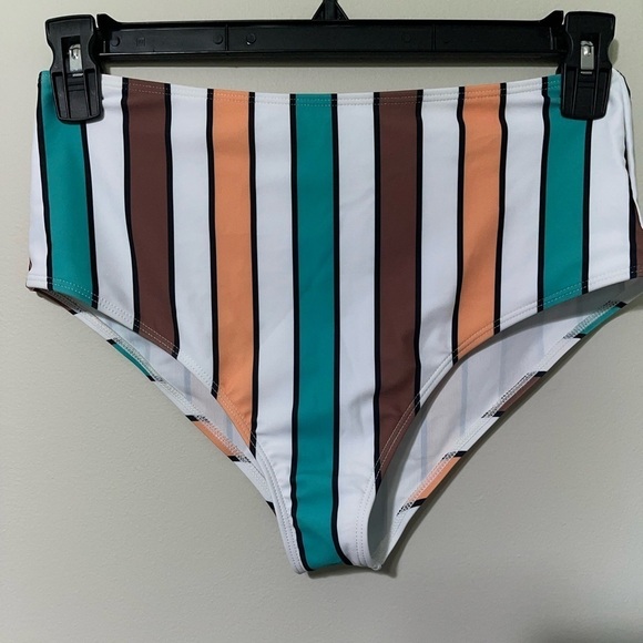 SHEIN Colorful Striped High Waisted Bikini Swimsuit Size Large - Picture 8 of 11